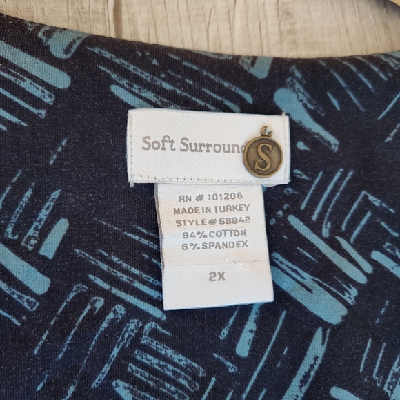 Soft Surroundings sz 2X Blue Bengal Print Faux Wrap Surplice Knit Tunic - Picture 9 of 10